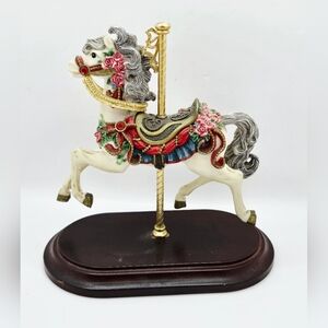 Vtg Hamilton Collection Ruby Prancer Jeweled Carousel Collection Griffin 1995